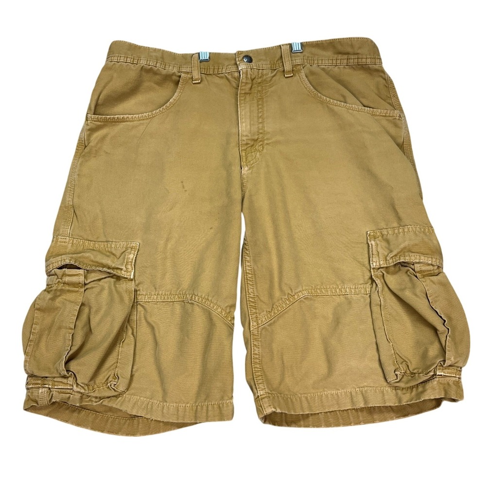 The North Face Cargo Shorts Mens 36 Tan Mustard Utility Flat Front Flap Pocket